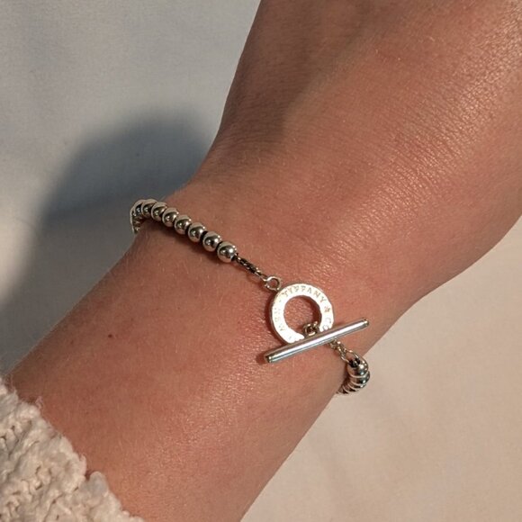 Tiffany & Co. Toggle Bead Bracelet 4mm Sterling Silver, Size Small 6.75 - Picture 3 of 8